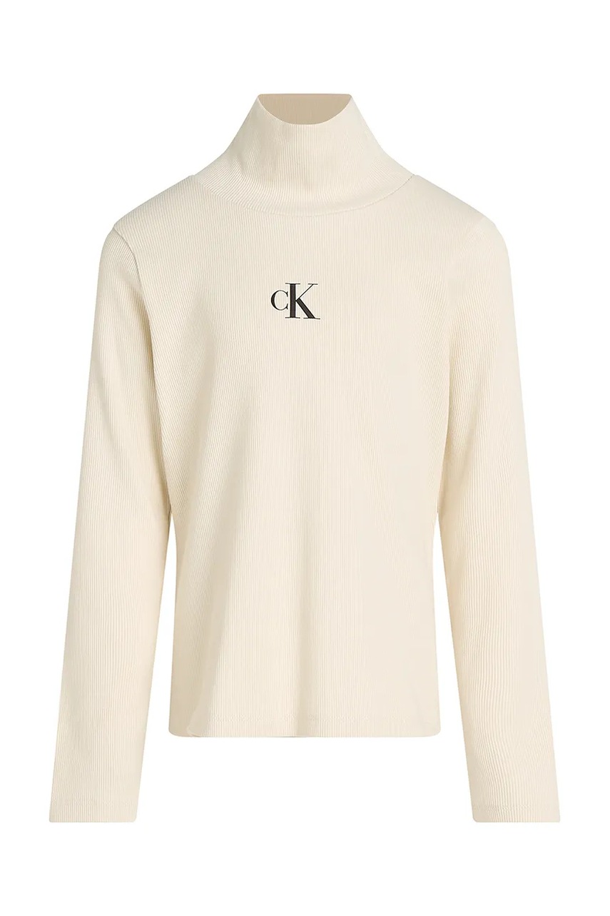 Детский лонгслив Calvin Klein Jeans цвет бежевый с гольфом IG0IG02808