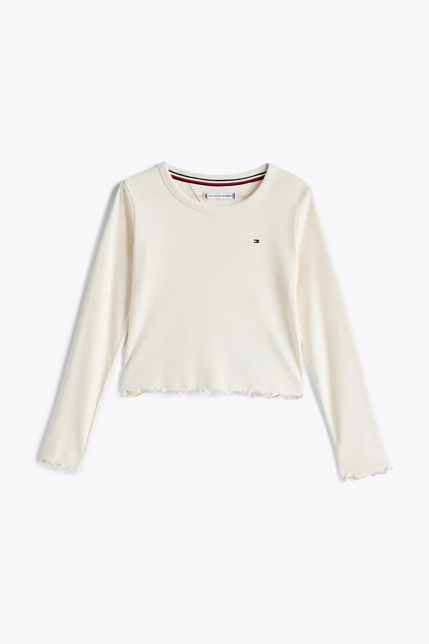 Дитячий лонгслів Tommy Hilfiger колір бежевий KG0KG08299