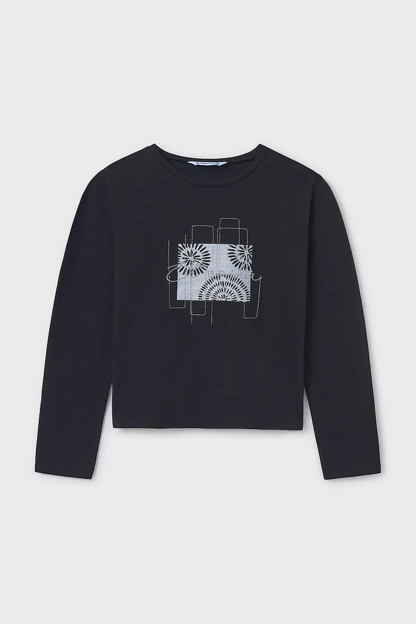 Mayoral longsleeve din bumbac pentru copii culoarea negru, 6031 Mayoral longsleeve din bumbac pentru copii culoarea negru, 6031