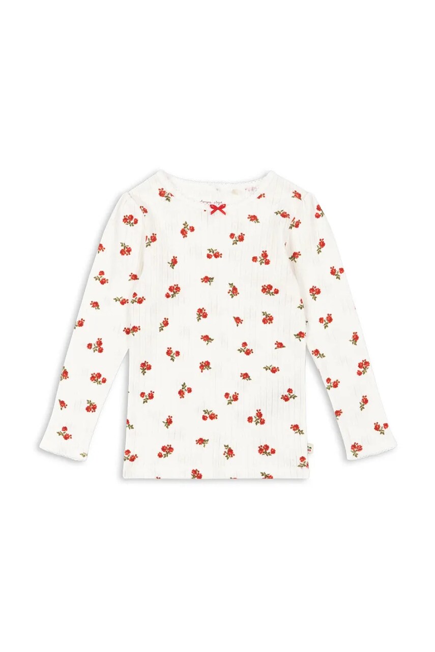 Konges Sløjd longsleeve din bumbac pentru copii MINNIE BLOUSE GOTS culoarea bej, KS102583