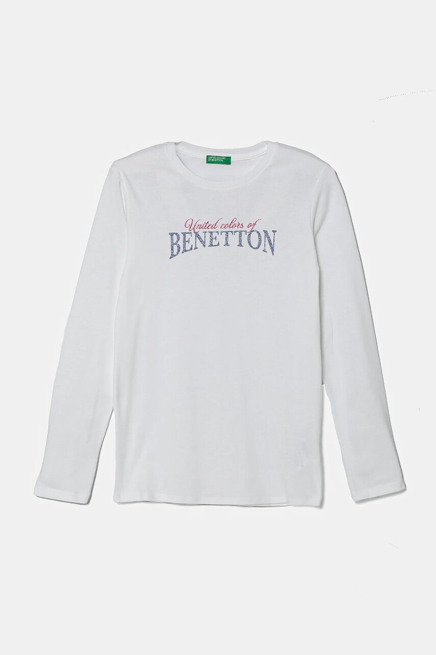 

Детска блуза с дълги ръкави United Colors of Benetton в бяло 3I9WC10MY, Бял