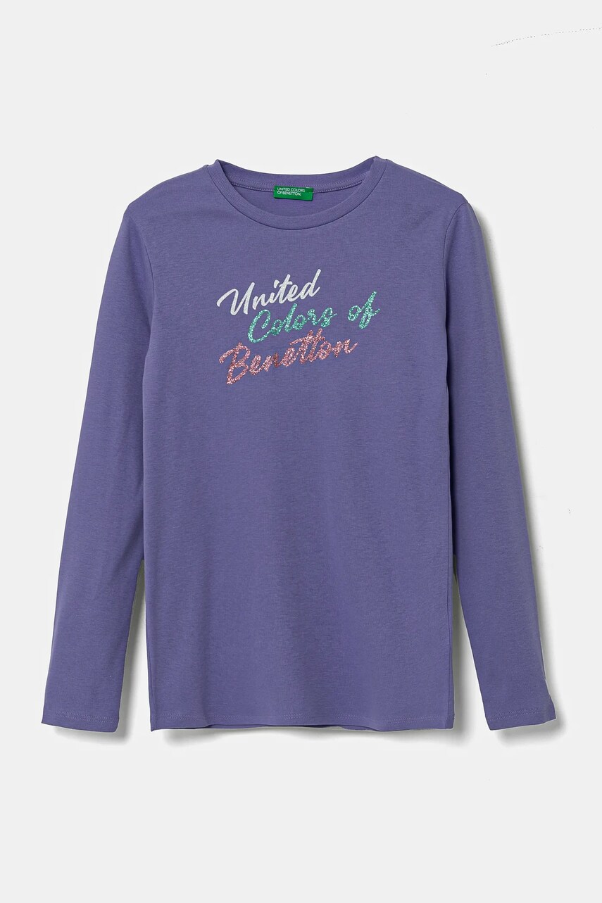 United Colors of Benetton longsleeve din bumbac pentru copii culoarea violet, 3I9WC10MY