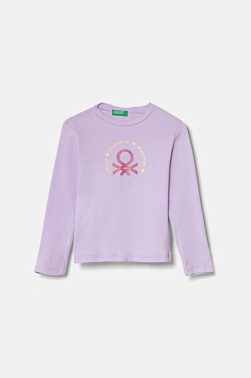 United Colors of Benetton longsleeve din bumbac pentru copii culoarea violet, 3I9WG10HV