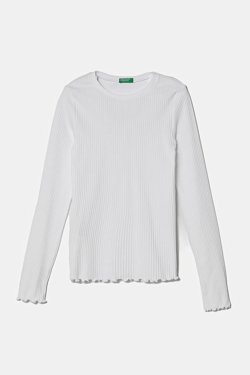 Levně Dětské tričko s dlouhým rukávem United Colors of Benetton bílá barva, 3F1AC10N1