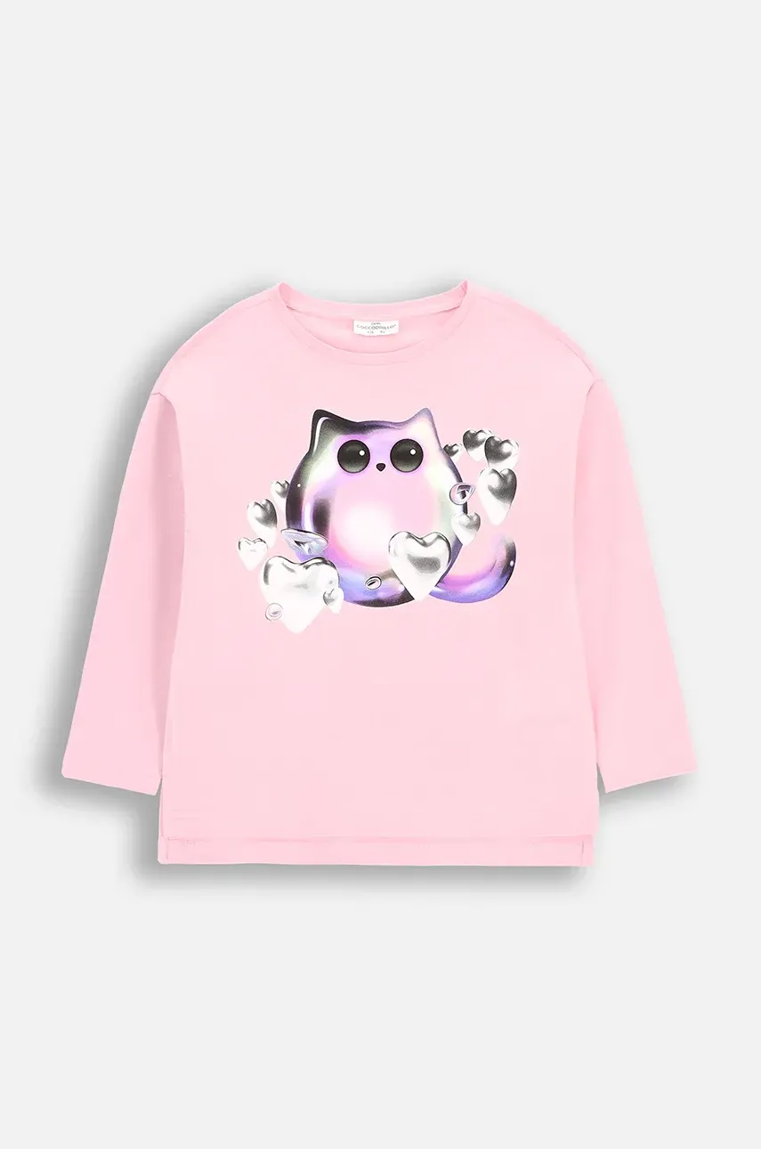 Coccodrillo longsleeve copii culoarea roz, COSMIC GIRL KIDS