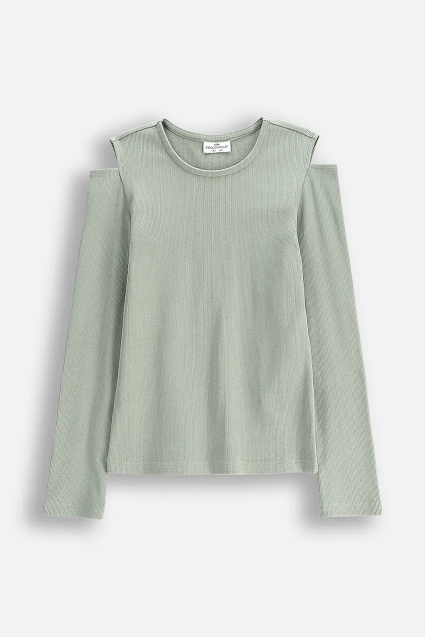 Coccodrillo longsleeve copii culoarea verde, cold shoulder, DREAM DIARIES GIRL JUNIOR