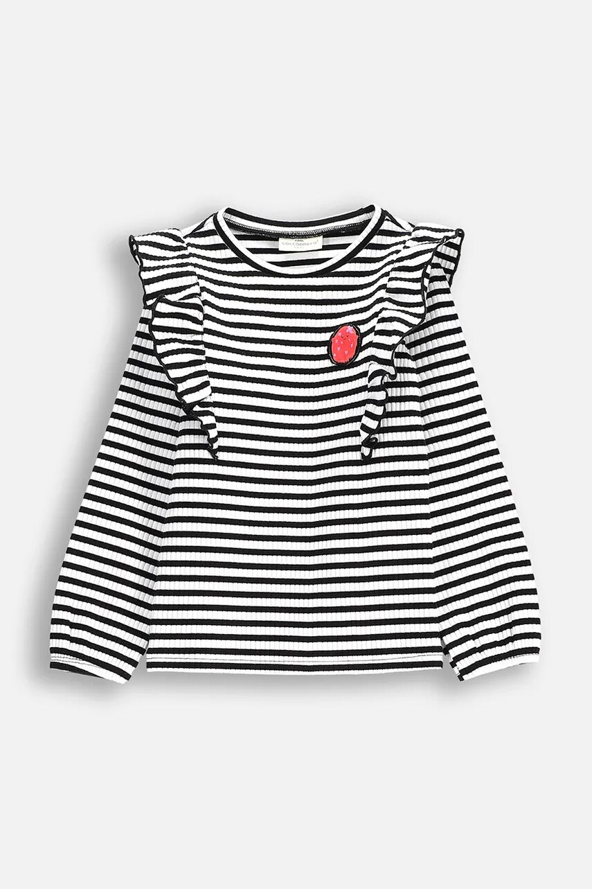 Levně Dětské tričko s dlouhým rukávem Coccodrillo černá barva, REBEL GIRL KIDS
