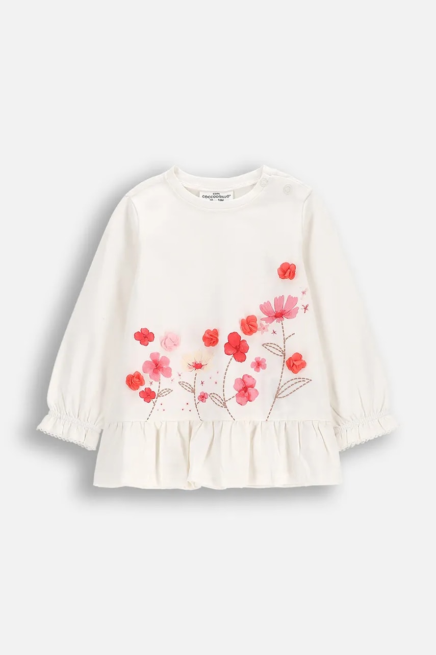 Coccodrillo longsleeve copii culoarea bej, NOSTALGIC MEADOW GIRL NEWBORN Coccodrillo longsleeve copii culoarea bej, NOSTALGIC MEADOW GIRL NEWBORN