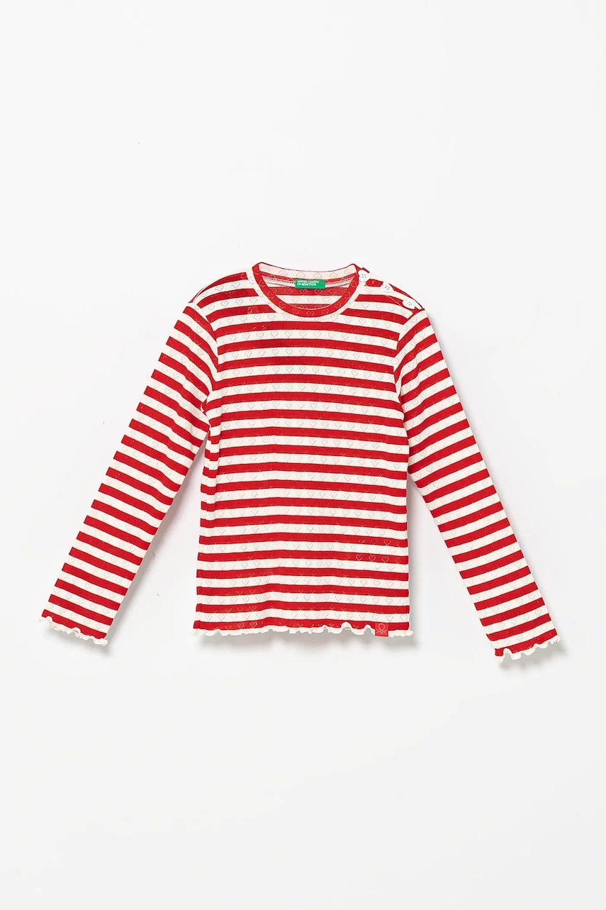 Levně Dětské tričko s dlouhým rukávem United Colors of Benetton červená barva, 33LQG10J7
