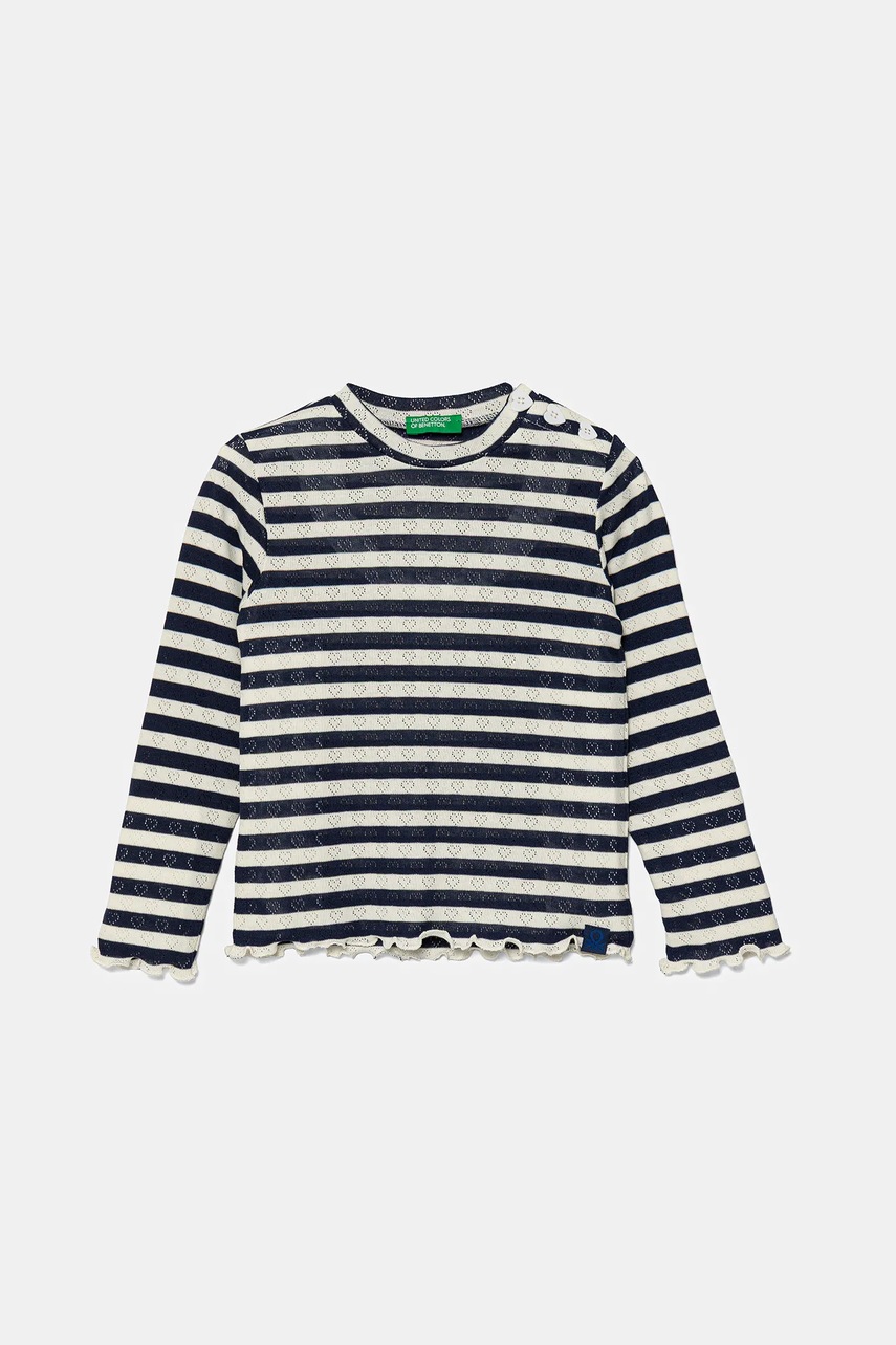 United Colors of Benetton longsleeve copii culoarea bleumarin, 33LQG10J7