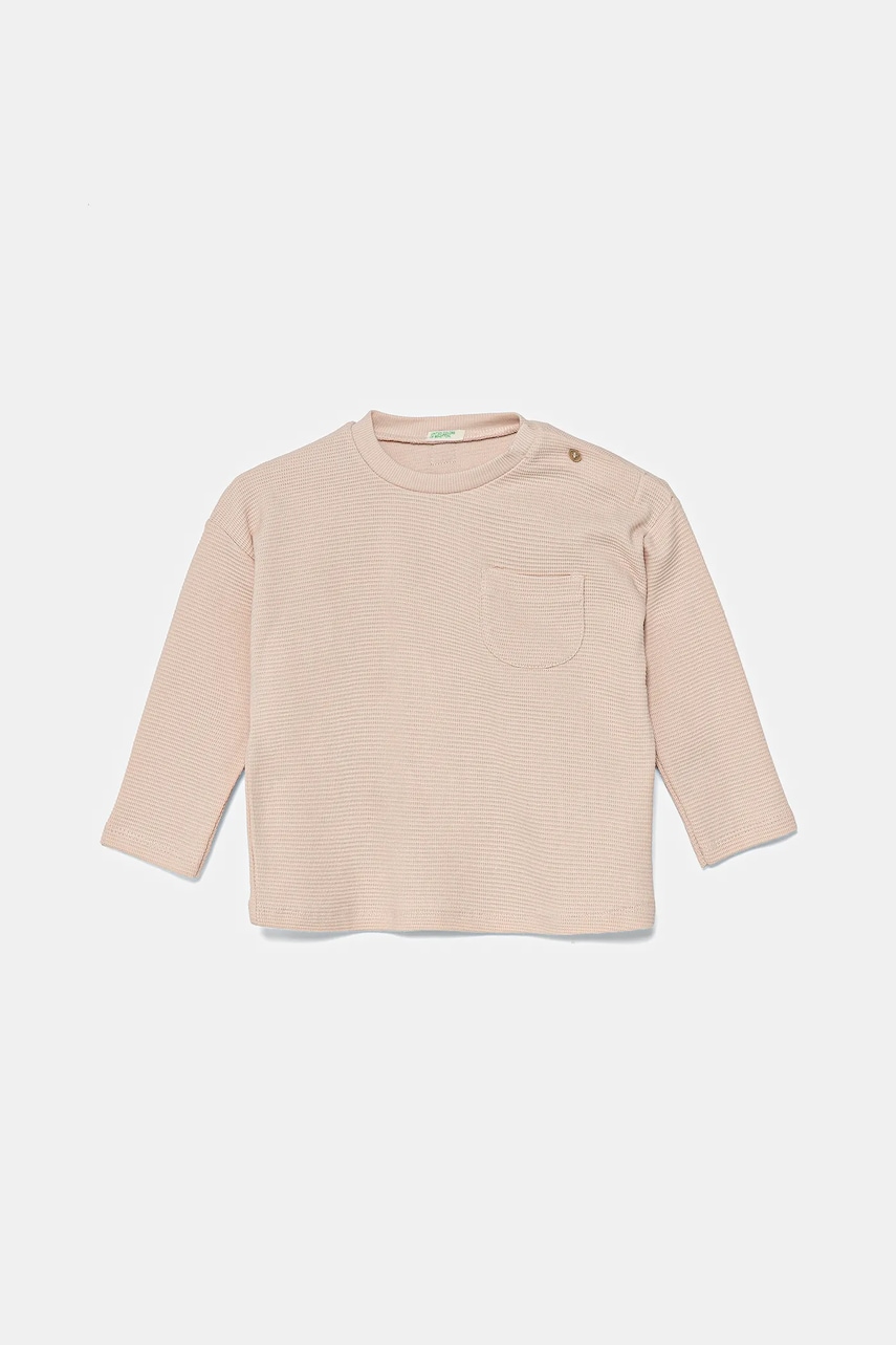 United Colors of Benetton longsleeve din bumbac pentru bebeluși culoarea roz, 3X3MA105Y United Colors of Benetton longsleeve din bumbac pentru bebeluși culoarea roz, 3X3MA105Y