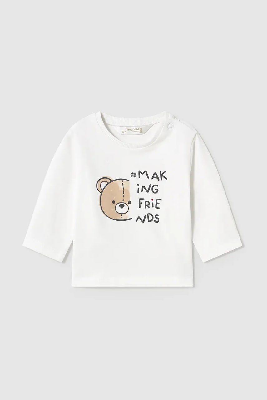Mayoral Newborn longsleeve bebelusi culoarea alb, 1038