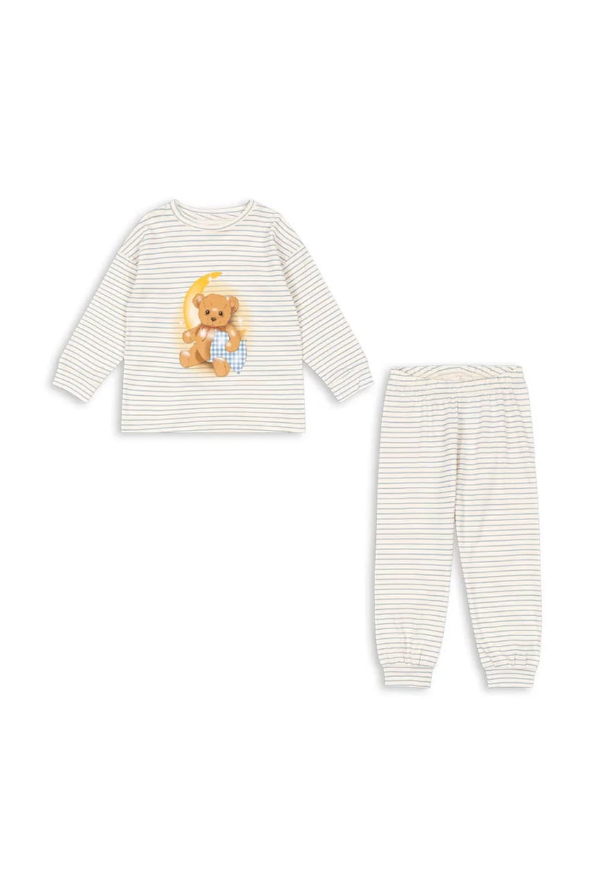 Konges Sløjd pijamale de bumbac pentru copii GIO SET GOTS culoarea bej, cu imprimeu, KS102596 Konges Sløjd pijamale de bumbac pentru copii GIO SET GOTS culoarea bej, cu imprimeu, KS102596