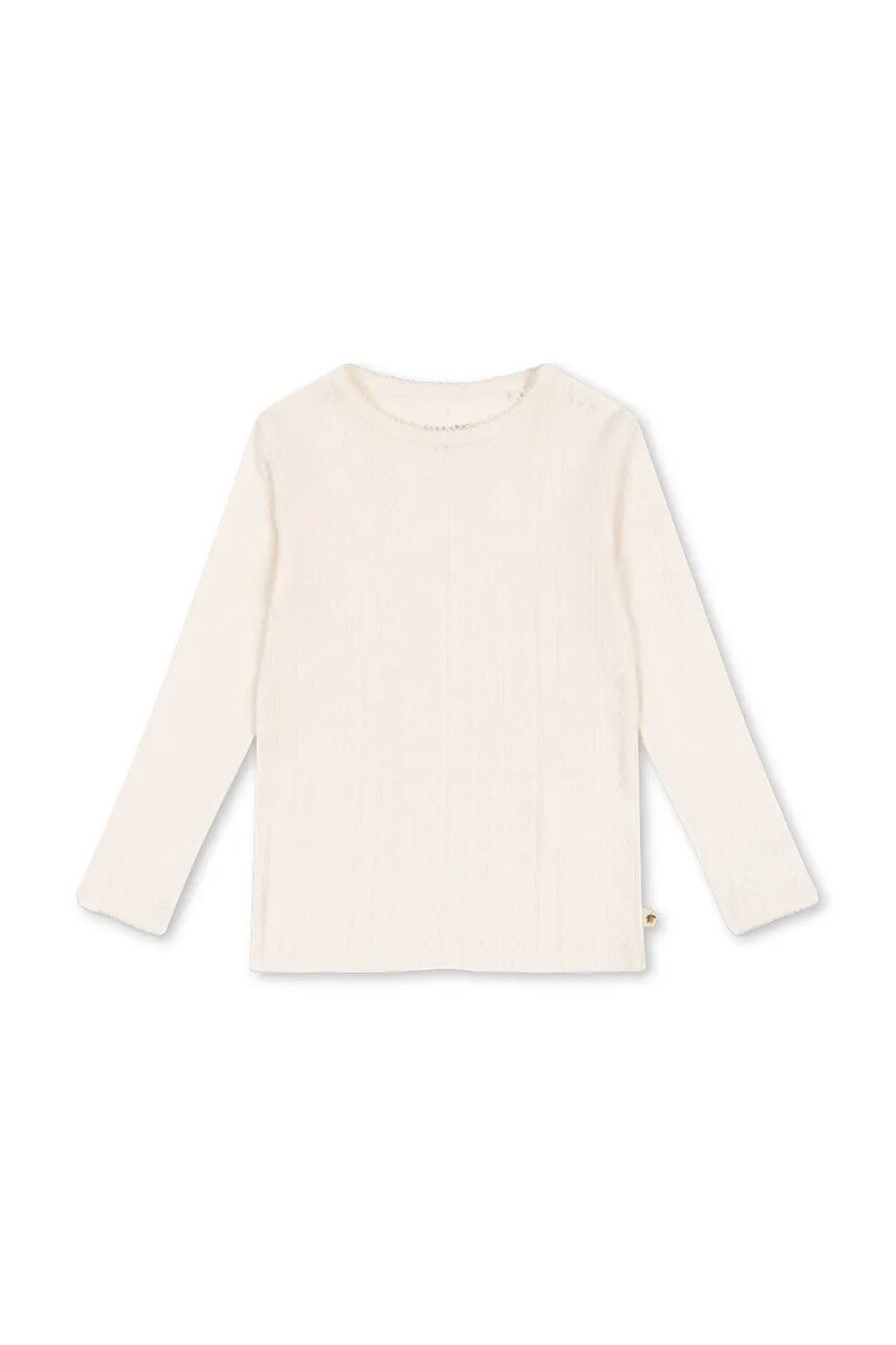 Levně Dětské bavlněné tričko s dlouhým rukávem Konges Sløjd MINNA BLOUSE GOTS béžová barva, KS102814
