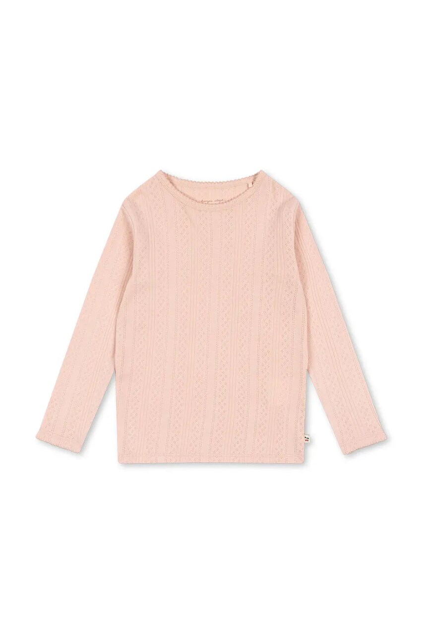 Levně Dětské bavlněné tričko s dlouhým rukávem Konges Sløjd MINNA BLOUSE GOTS růžová barva, KS102814