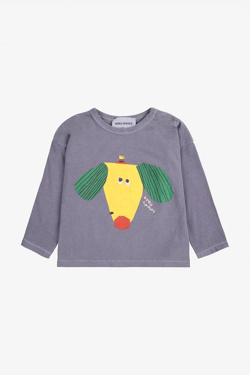 Хлопковый лонгслив для младенцев Bobo Choses Happy Dog 125AB017 Хлопковый лонгслив для младенцев Bobo Choses Happy Dog 125AB017