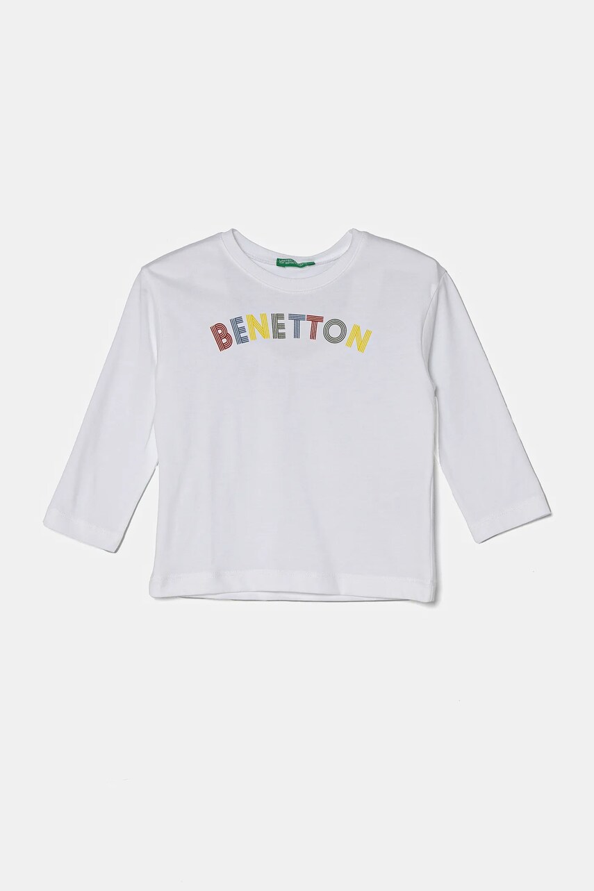 United Colors of Benetton longsleeve din bumbac pentru copii culoarea alb, 3I1XG10HS