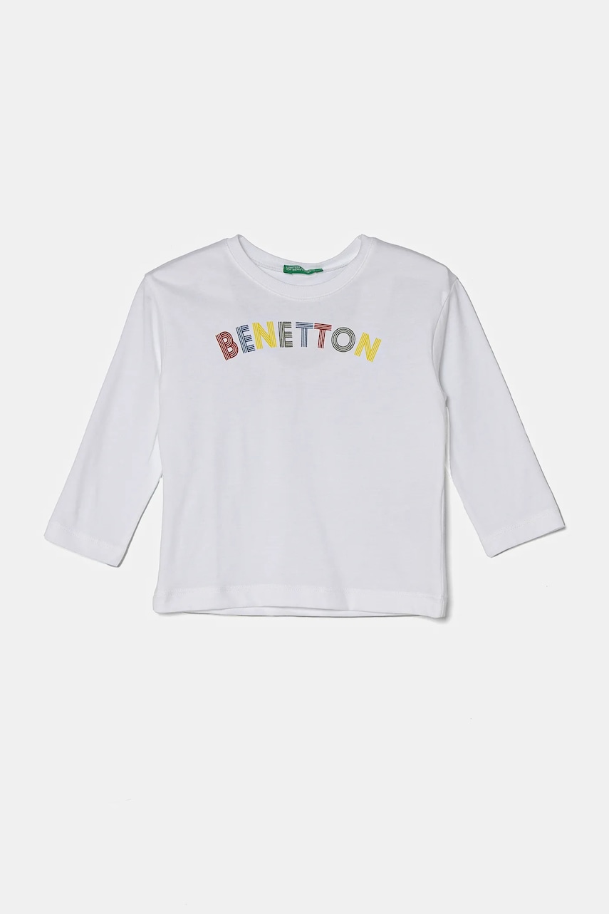 United Colors of Benetton longsleeve din bumbac pentru copii culoarea alb, 3I1XG10HS