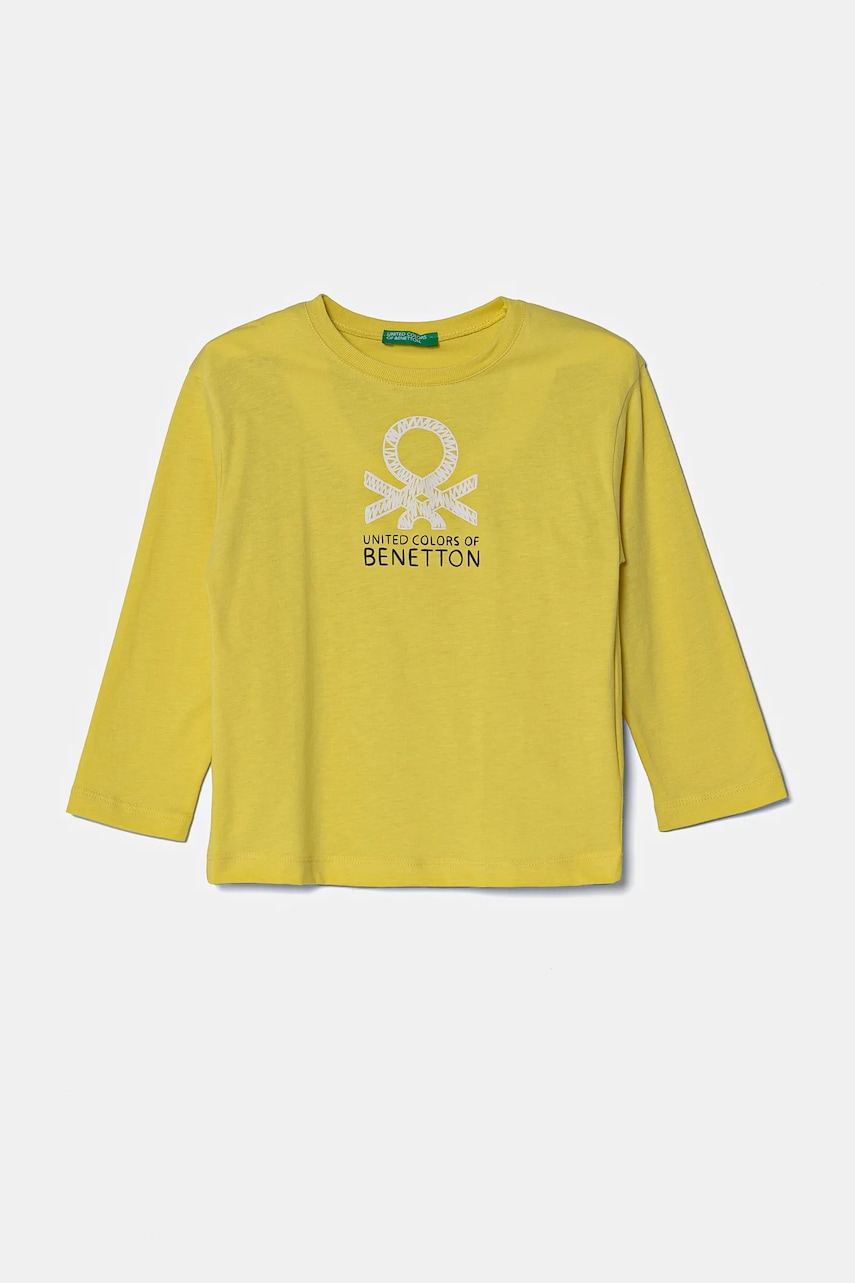 United Colors of Benetton longsleeve din bumbac pentru copii culoarea galben, 3I1XG10HS