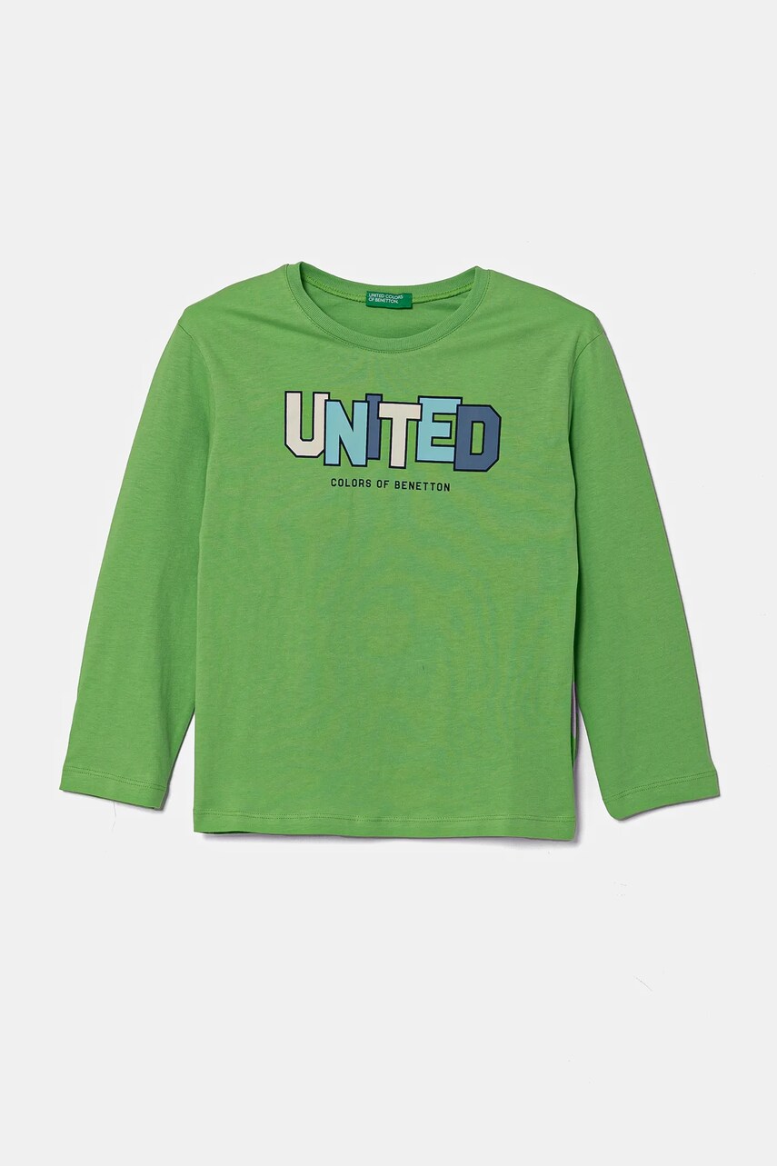 United Colors of Benetton longsleeve din bumbac pentru copii culoarea verde, 3I1XG10HS
