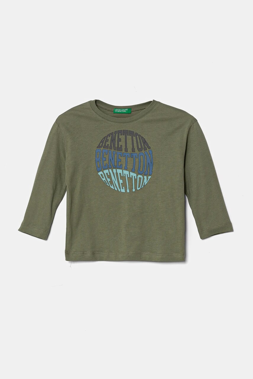 United Colors of Benetton longsleeve din bumbac pentru copii culoarea verde, 3I1XG10HS