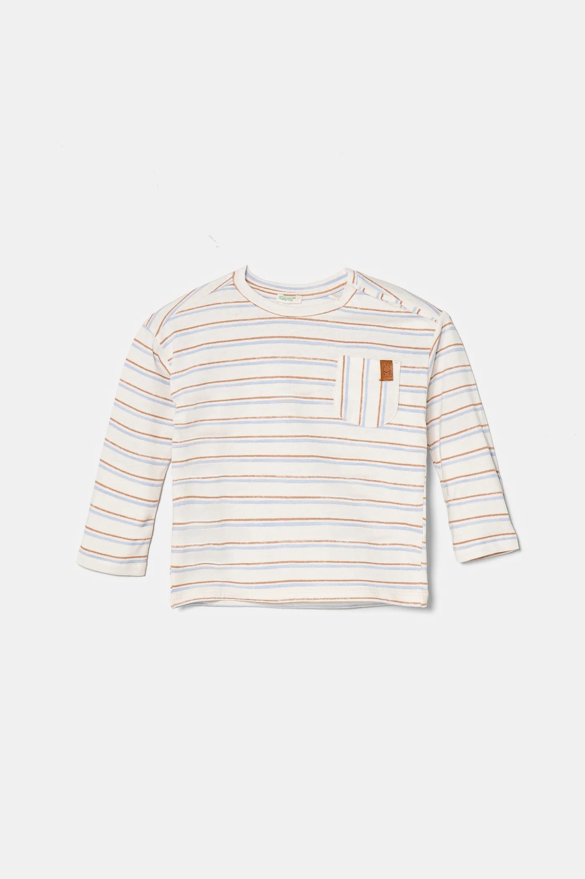 United Colors of Benetton longsleeve din bumbac pentru copii culoarea bej, 3H12A1064