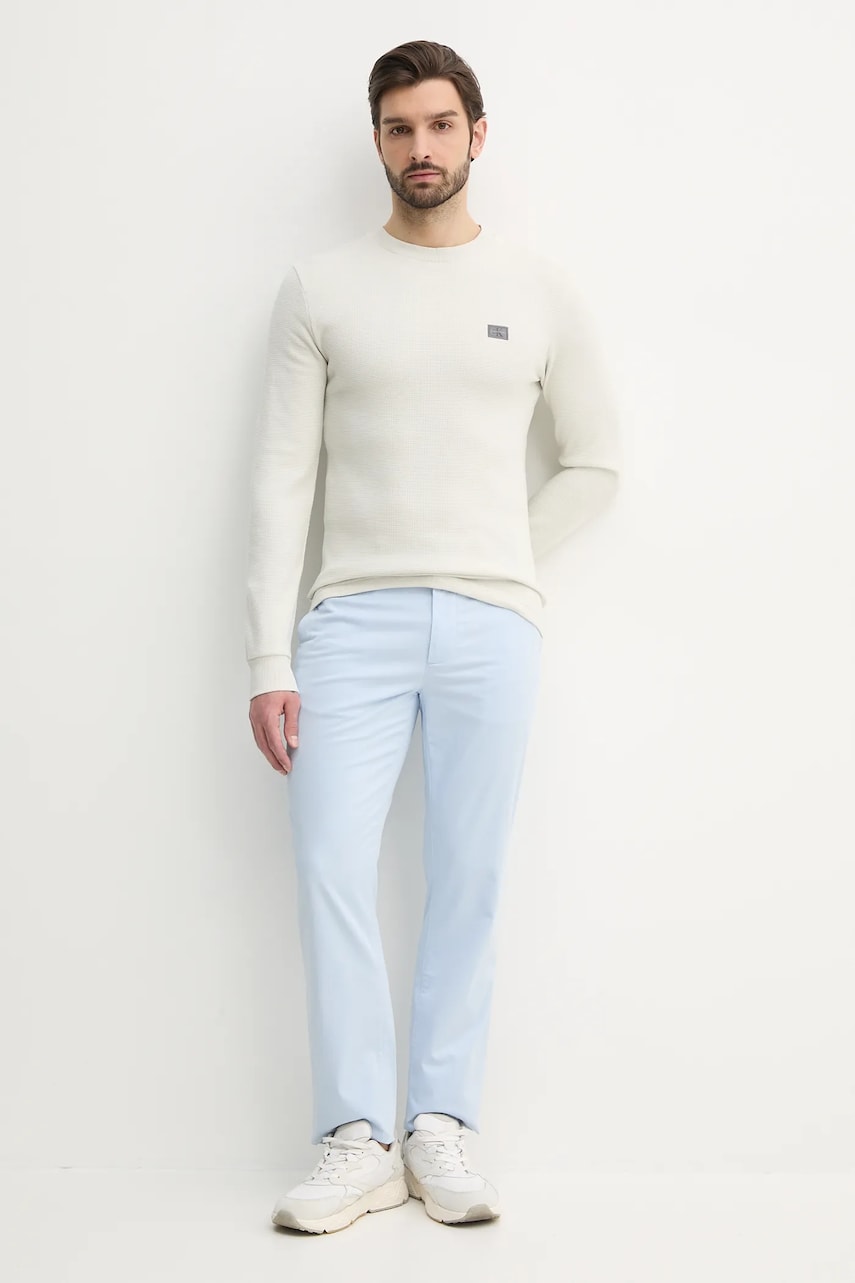 Хлопковый лонгслив Calvin Klein Jeans цвет бежевый однотонный J30J327117 Хлопковый лонгслив Calvin Klein Jeans цвет бежевый однотонный J30J327117