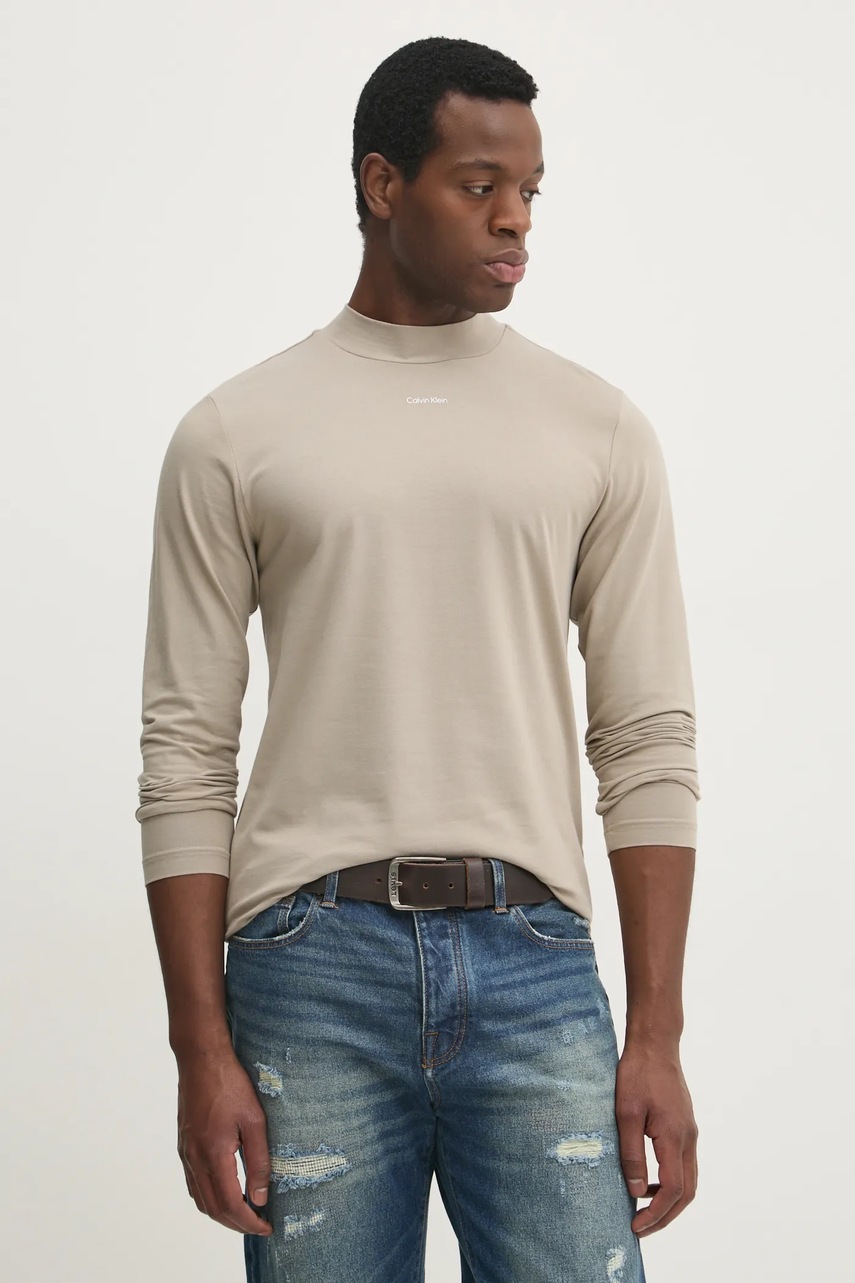 

Блуза с дълги ръкави Calvin Klein в бежово с изчистен дизайн K10K113792, Бежов