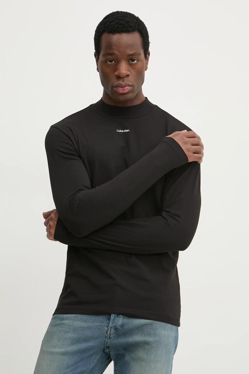 

Блуза с дълги ръкави Calvin Klein в черно с изчистен дизайн K10K113792, Черен