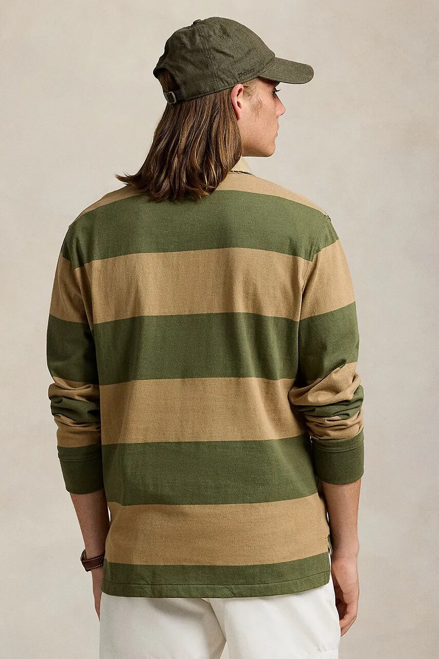 Хлопковый лонгслив Polo Ralph Lauren цвет зелёный узорный 710967648 Хлопковый лонгслив Polo Ralph Lauren цвет зелёный узорный 710967648