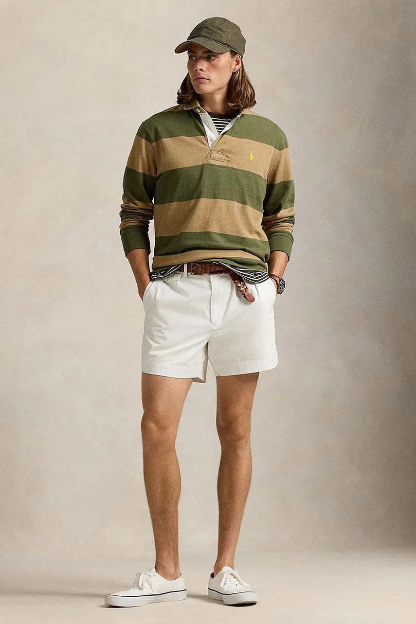 Бавовняний лонгслів Polo Ralph Lauren колір зелений візерунок 710967648 