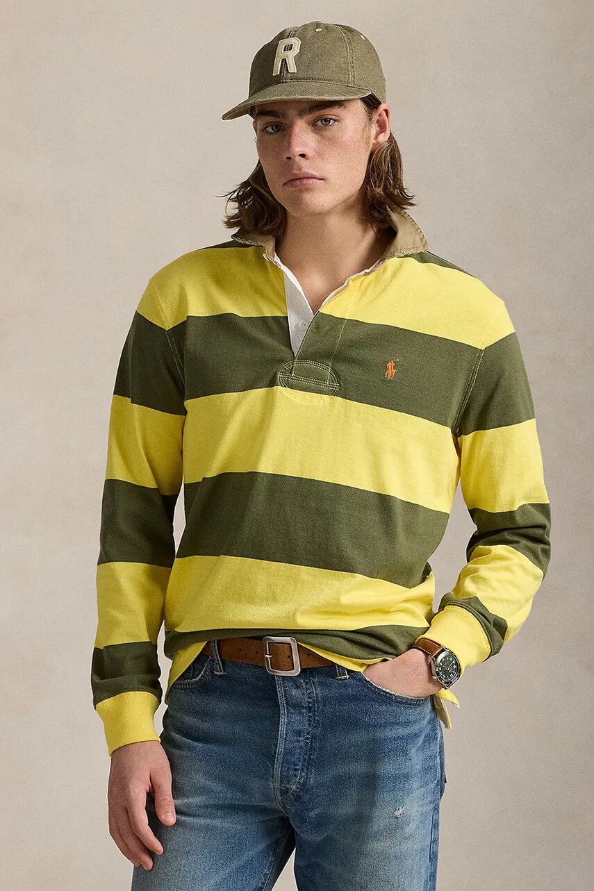 Levně Bavlněné tričko s dlouhým rukávem Polo Ralph Lauren zelená barva, 710967648
