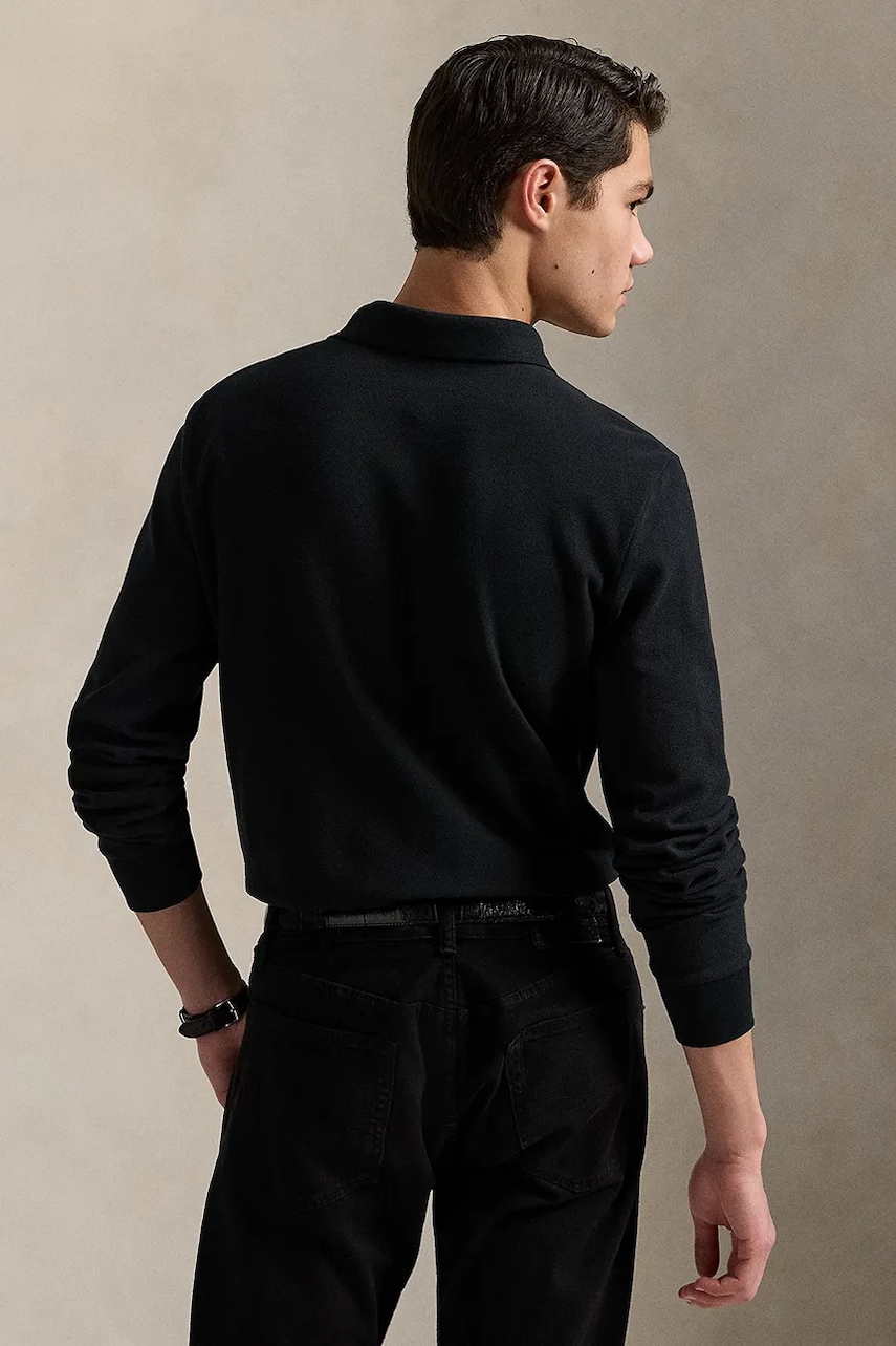 Хлопковый лонгслив Polo Ralph Lauren цвет чёрный однотонный 710968950 Хлопковый лонгслив Polo Ralph Lauren цвет чёрный однотонный 710968950