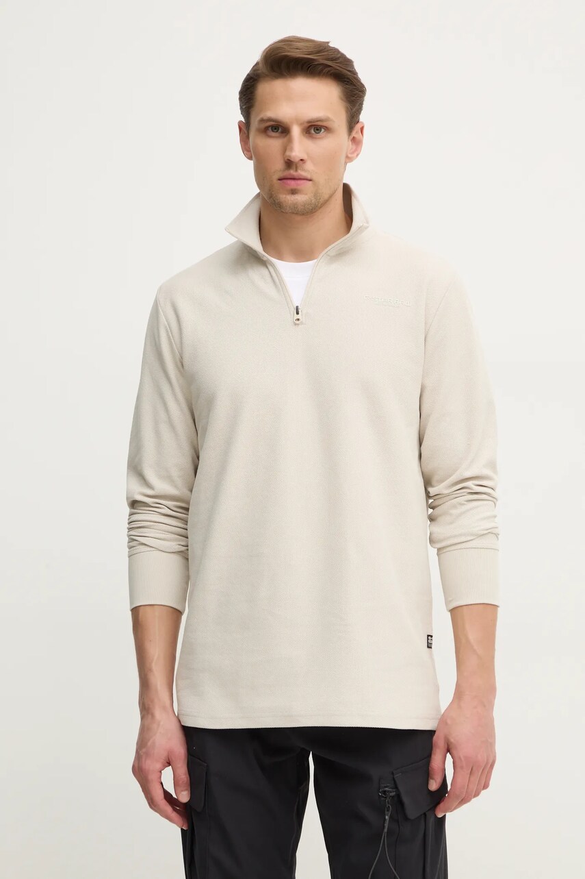 G-Star longsleeve din bumbac culoarea bej, cu imprimeu, D26452-D617