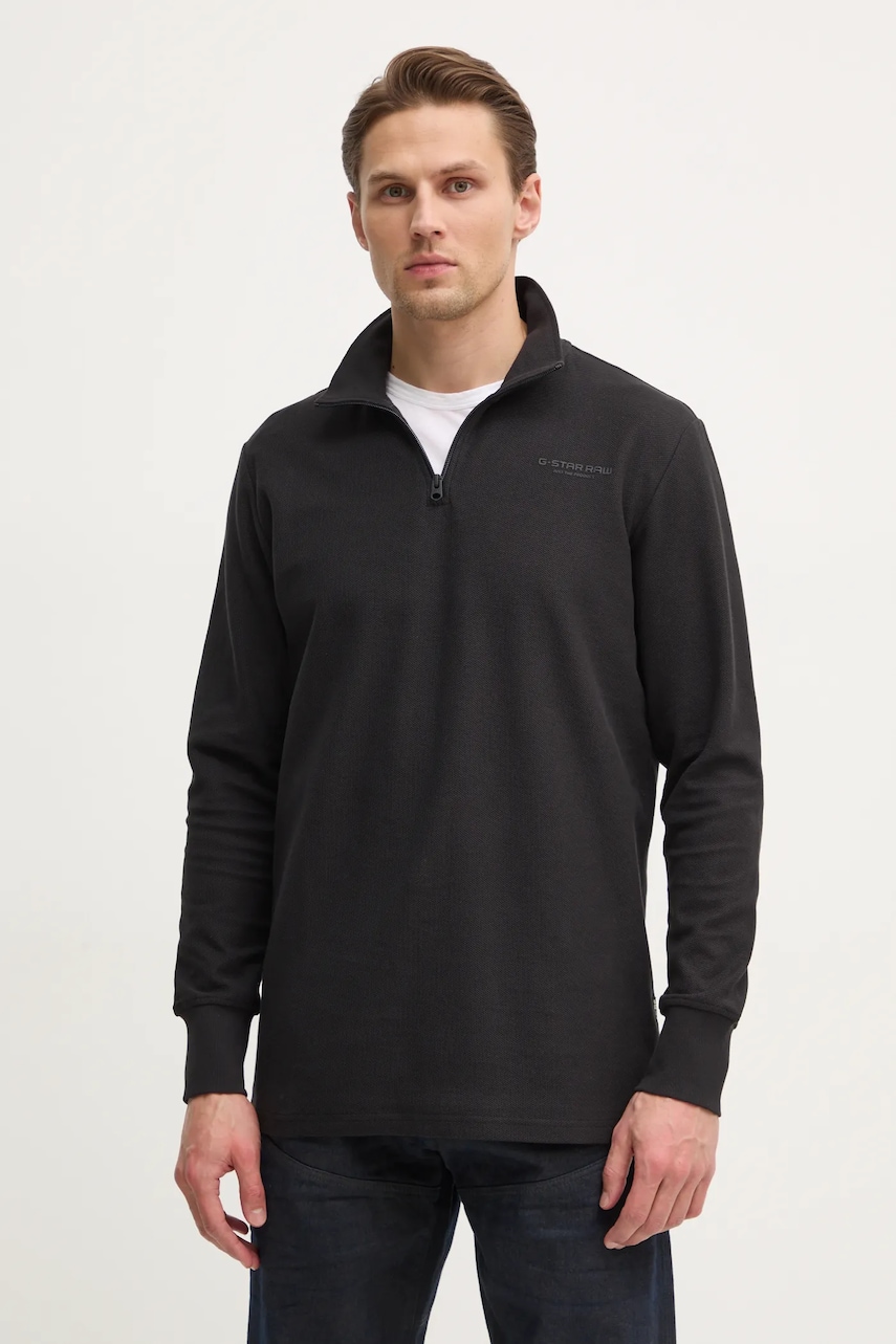 G-Star Raw longsleeve din bumbac culoarea negru, cu imprimeu, D26452-D617 G-Star Raw longsleeve din bumbac culoarea negru, cu imprimeu, D26452-D617