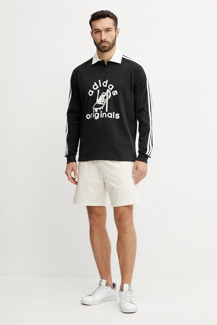 Лонгслив adidas Originals RUGBY цвет чёрный с принтом JD1091 Лонгслив adidas Originals RUGBY цвет чёрный с принтом JD1091