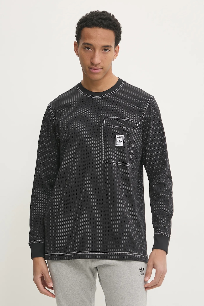adidas Originals longsleeve din bumbac Wabash culoarea negru, cu imprimeu, JP4479 adidas Originals longsleeve din bumbac Wabash culoarea negru, cu imprimeu, JP4479
