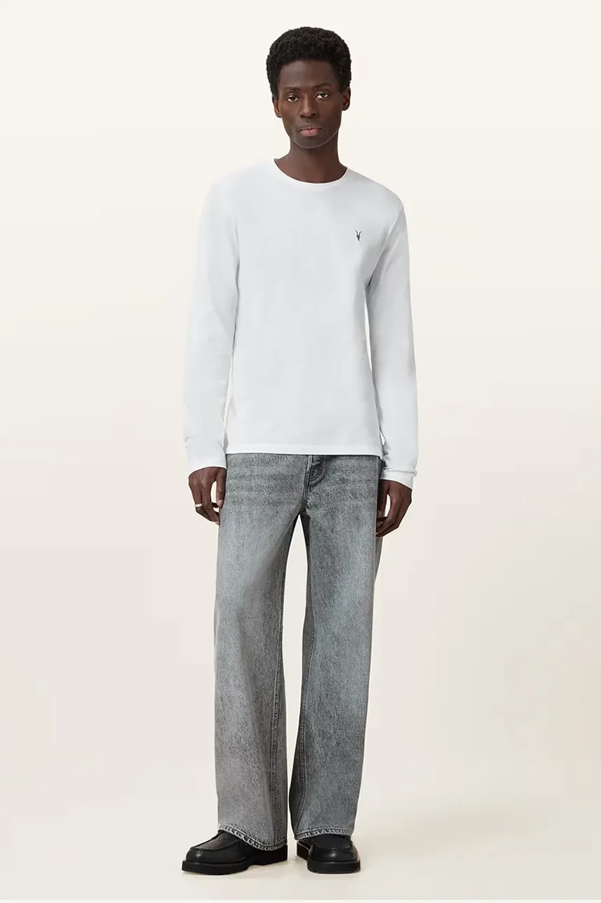 Βαμβακερή μπλούζα με μακριά μανίκια AllSaints BRACE χρώμα: γκρι, M033JB φωτογραφία