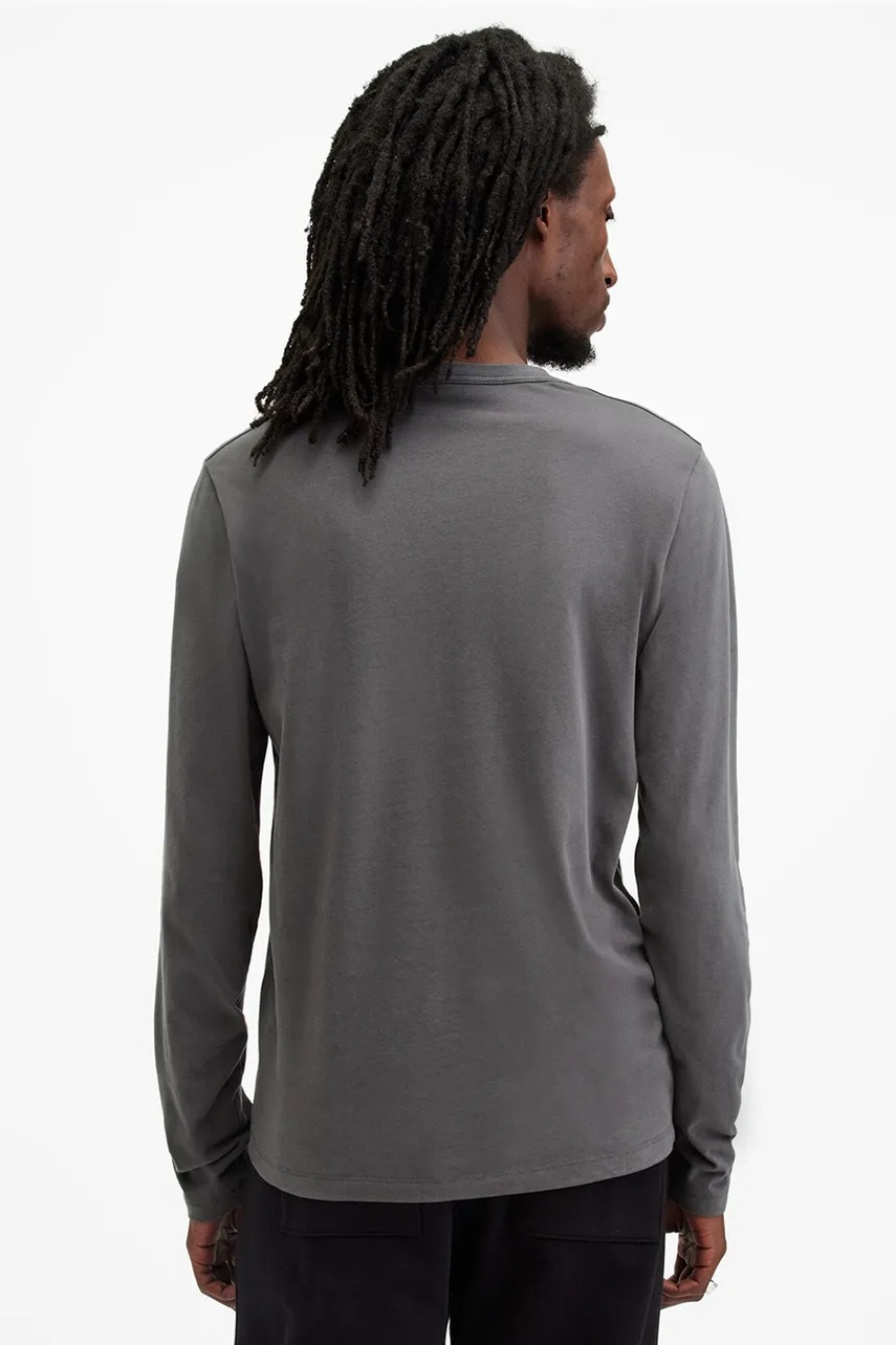 Βαμβακερή μπλούζα με μακριά μανίκια AllSaints BRACE χρώμα: γκρι, M033JB φωτογραφία