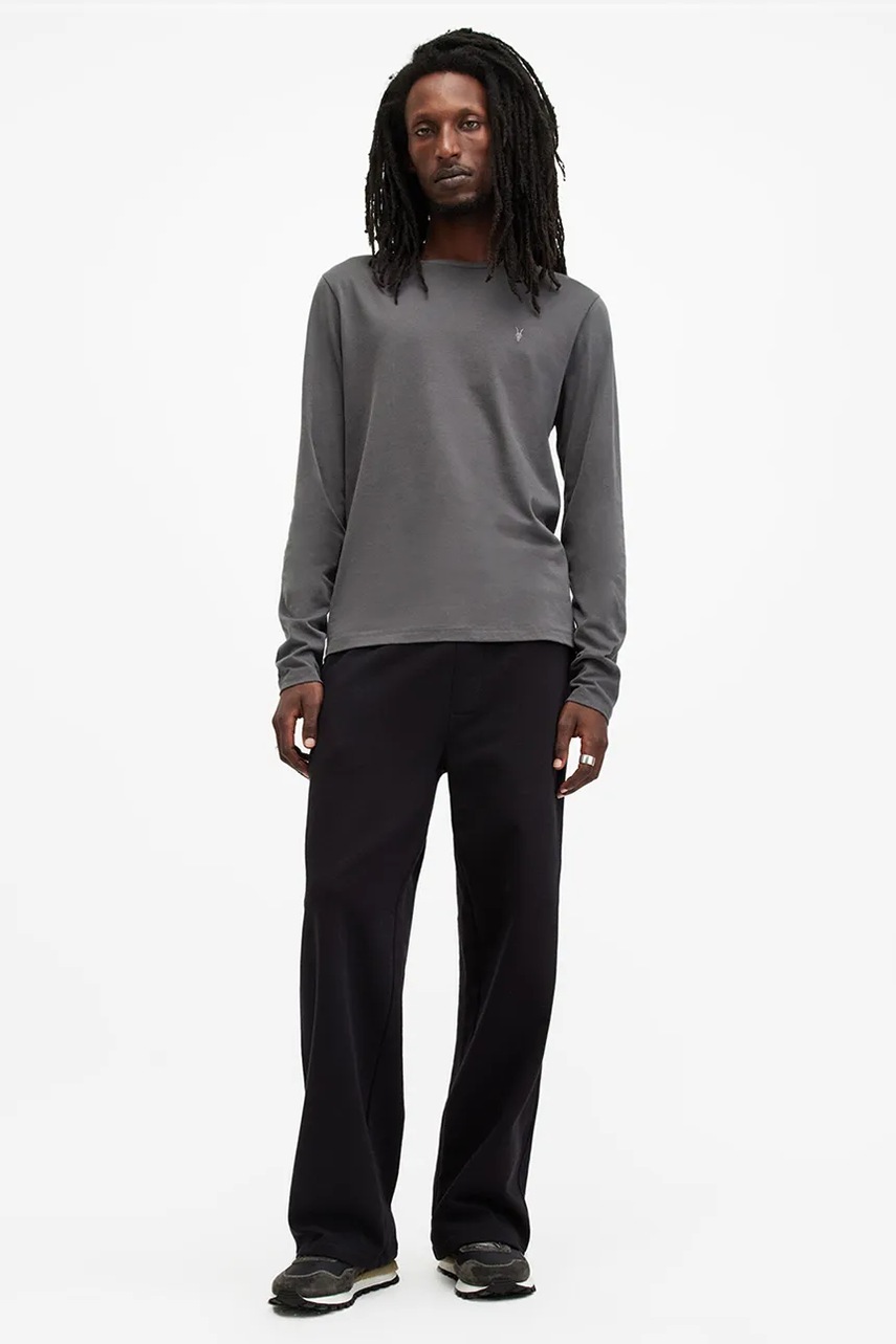 Βαμβακερή μπλούζα με μακριά μανίκια AllSaints BRACE χρώμα: γκρι, M033JB φωτογραφία