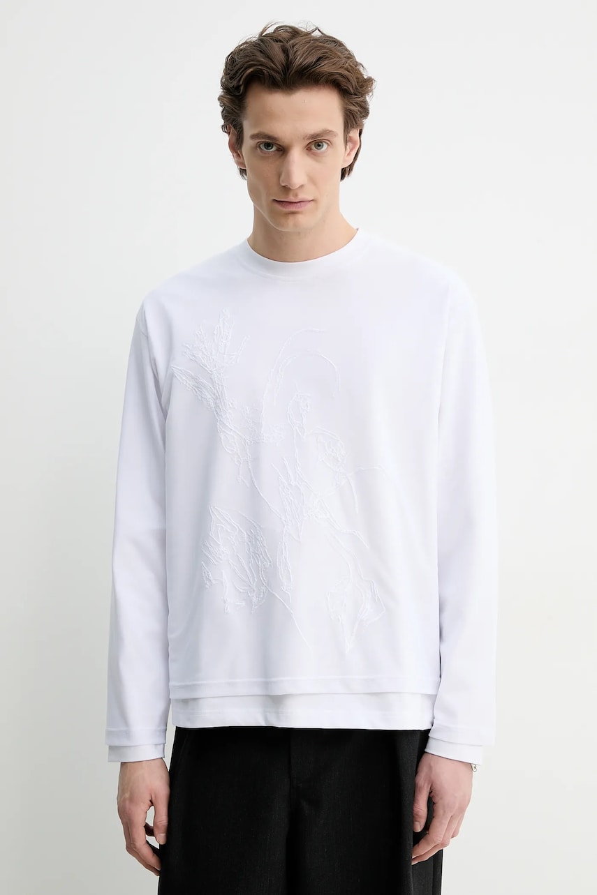 Heliot Emil longsleeve culoarea alb, cu imprimeu, SS25_M_09_137_WHT02 Heliot Emil longsleeve culoarea alb, cu imprimeu, SS25_M_09_137_WHT02