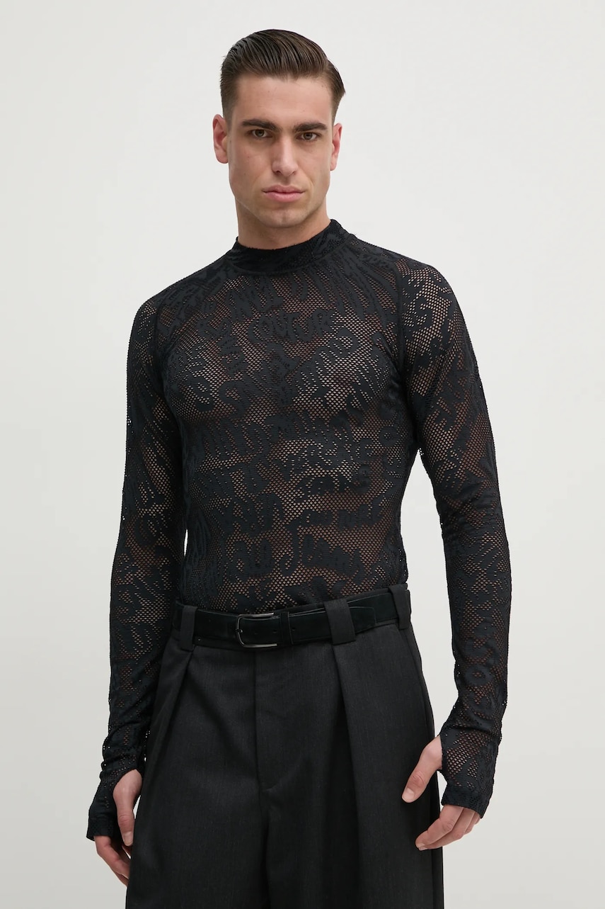Versace Jeans Couture longsleeve culoarea negru, modelator, 78GAH611 J0200 Versace Jeans Couture longsleeve culoarea negru, modelator, 78GAH611 J0200