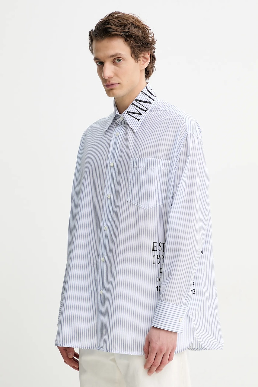 MM6 Maison Margiela cămașă din bumbac bărbați, culoarea alb, cu guler clasic, relaxed, SH0DT0014.M35251 MM6 Maison Margiela cămașă din bumbac bărbați, culoarea alb, cu guler clasic, relaxed, SH0DT0014.M35251