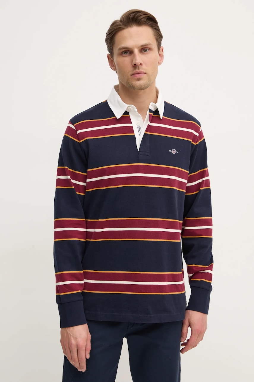 Gant longsleeve din bumbac culoarea albastru marin, modelator, 2044007 Gant longsleeve din bumbac culoarea albastru marin, modelator, 2044007