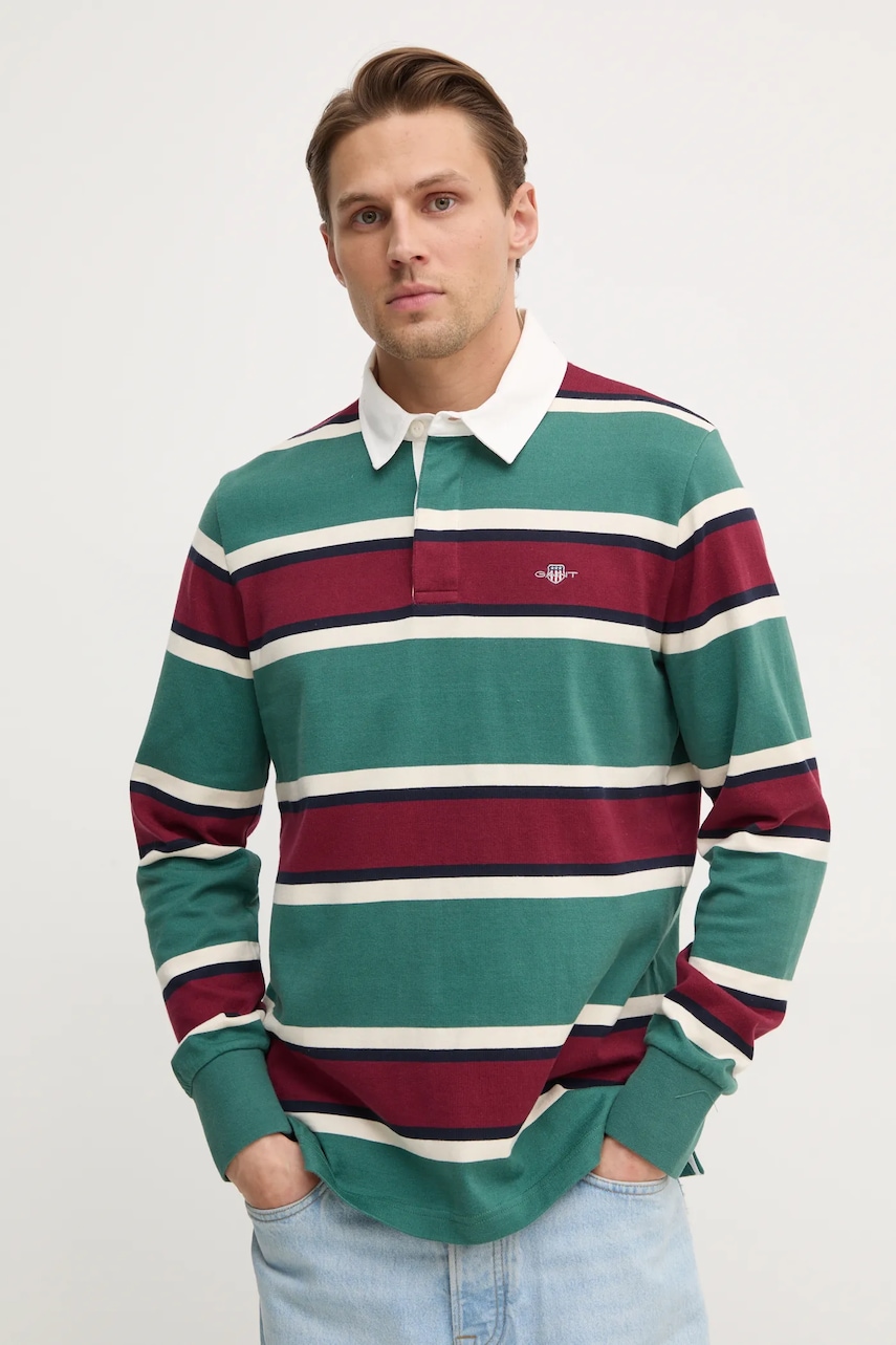 Gant longsleeve din bumbac culoarea verde, modelator, 2044007