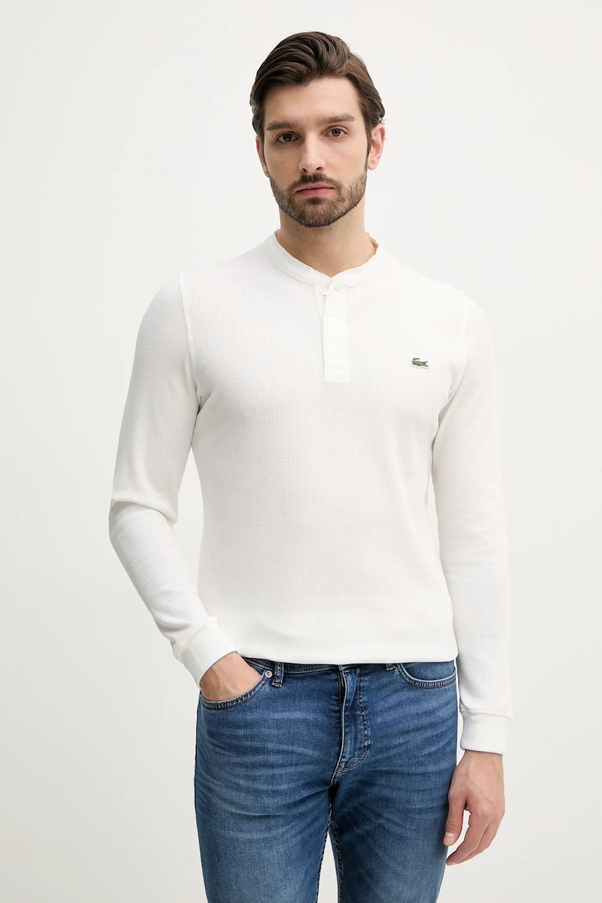 Lacoste longsleeve culoarea alb, cu imprimeu, TH0035