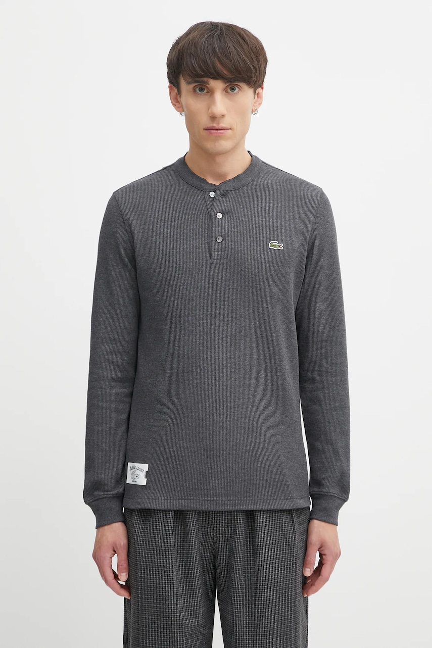 Levně Tričko s dlouhým rukávem Lacoste bílá barva, s aplikací, TH0035