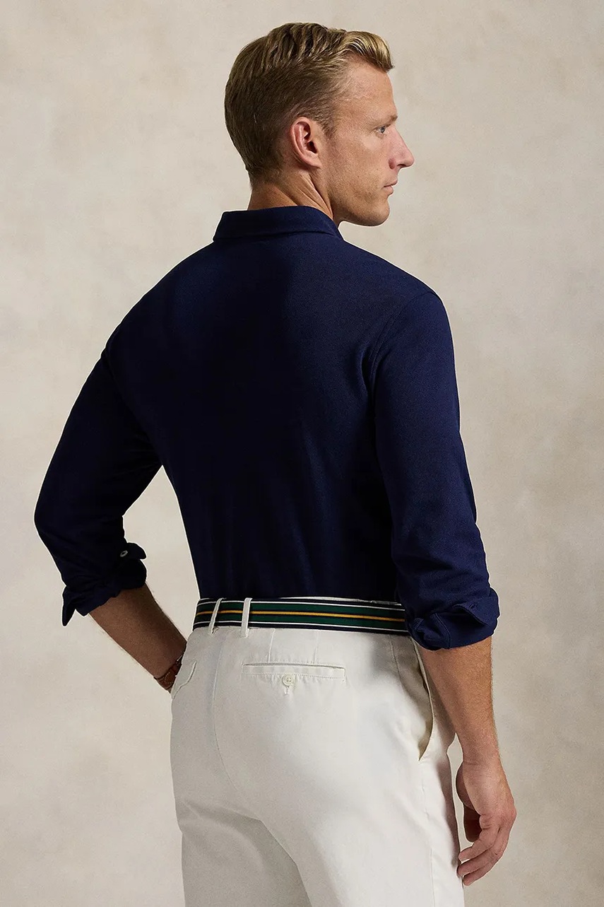 Хлопковый лонгслив Polo Ralph Lauren Wimbledon Collection цвет синий однотонная 710970484