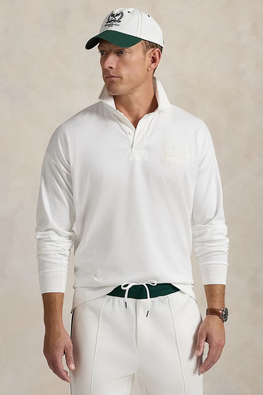 Levně Bavlněné tričko s dlouhým rukávem Polo Ralph Lauren bílá barva, 710970487