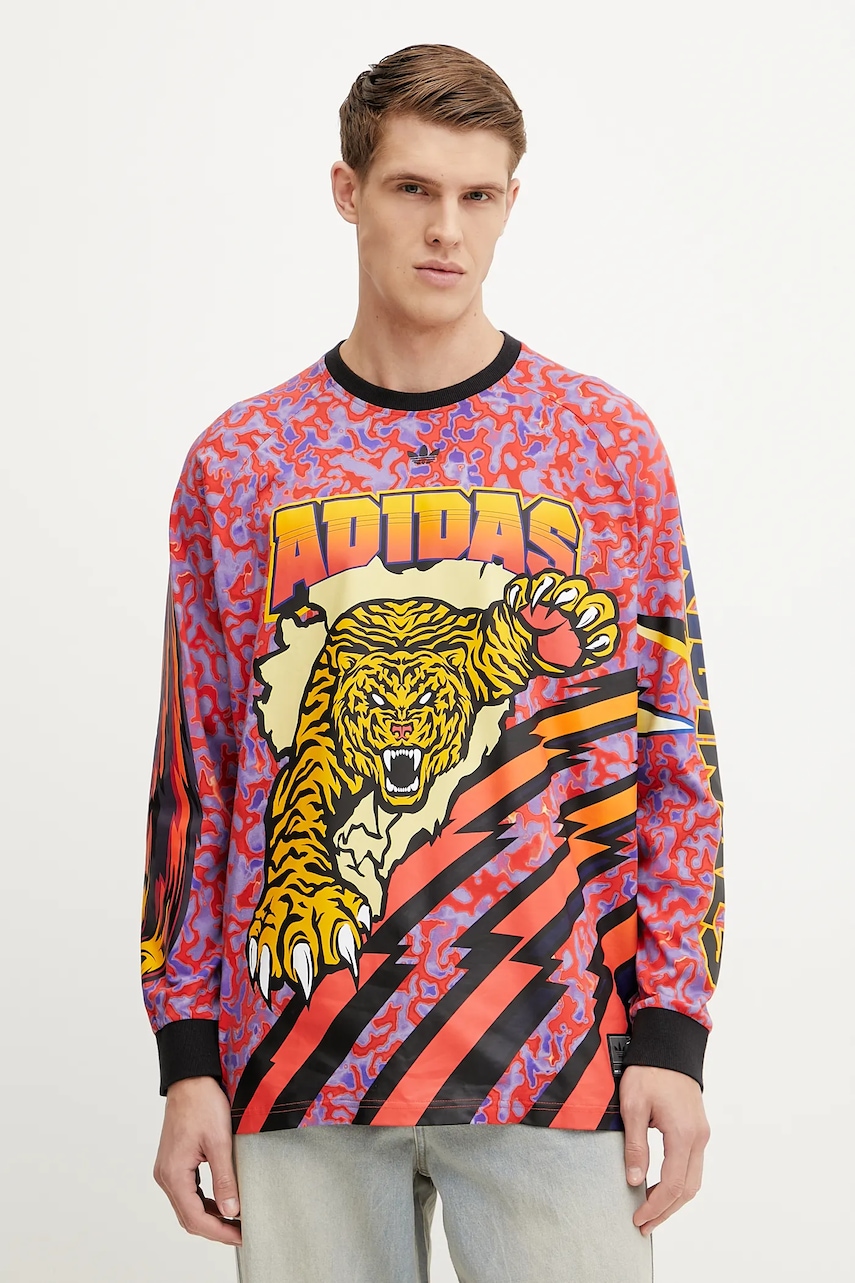 adidas Originals longsleeve din bumbac GRAPHIC LS TEE culoarea violet, cu imprimeu, JX1702
